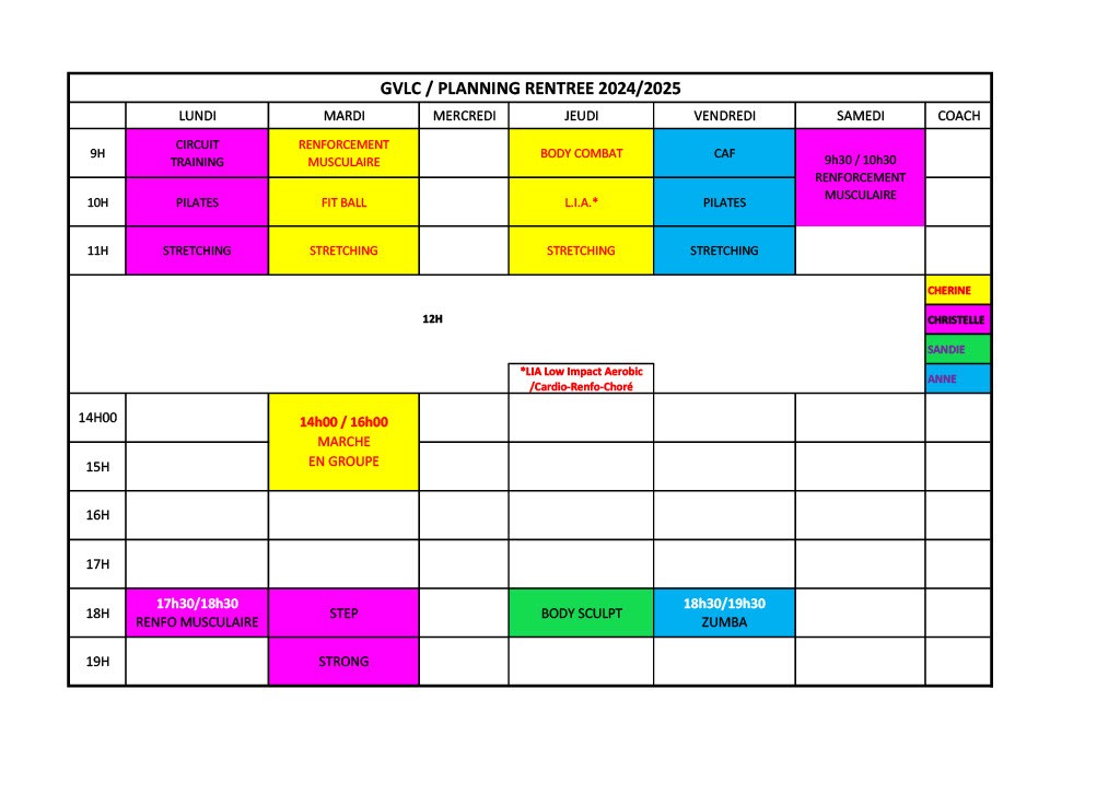 PLANNING RENTREE 2024